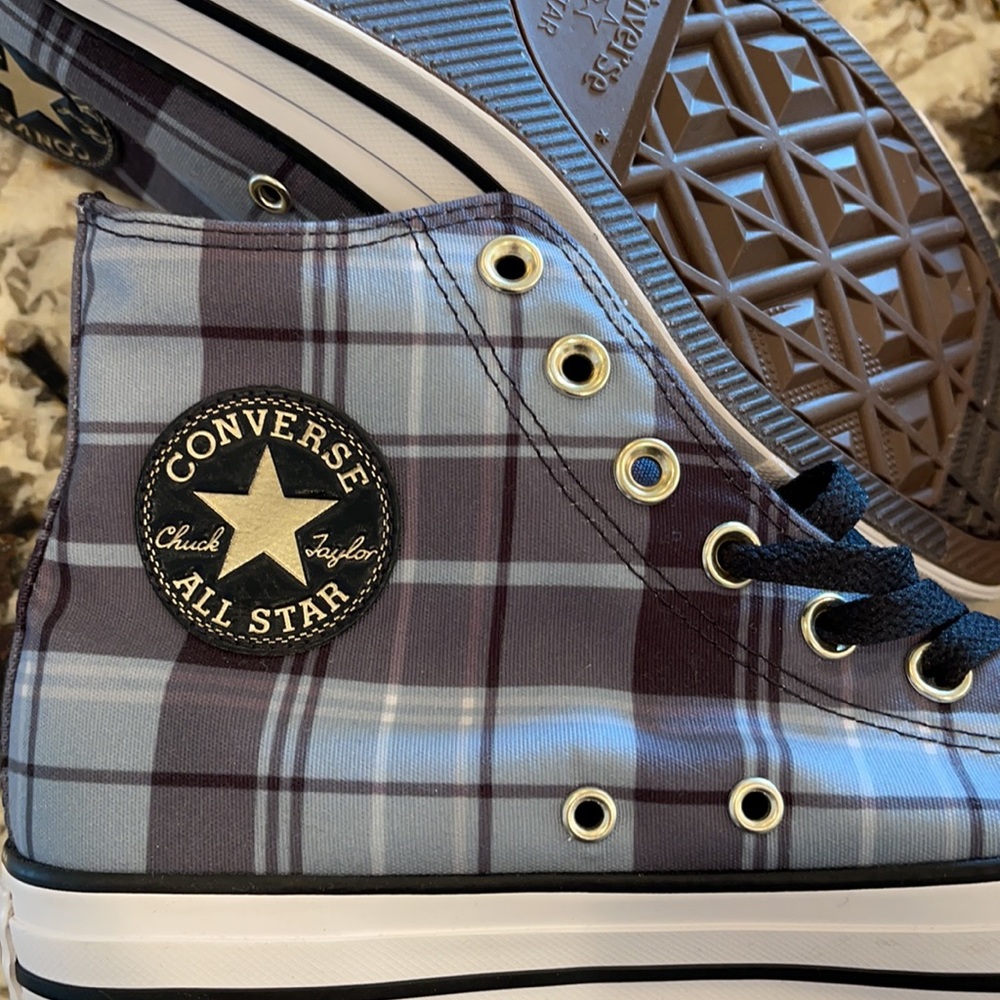 CONVERSE-Chuck Taylor’s, Blue Checkered, Hi Tops